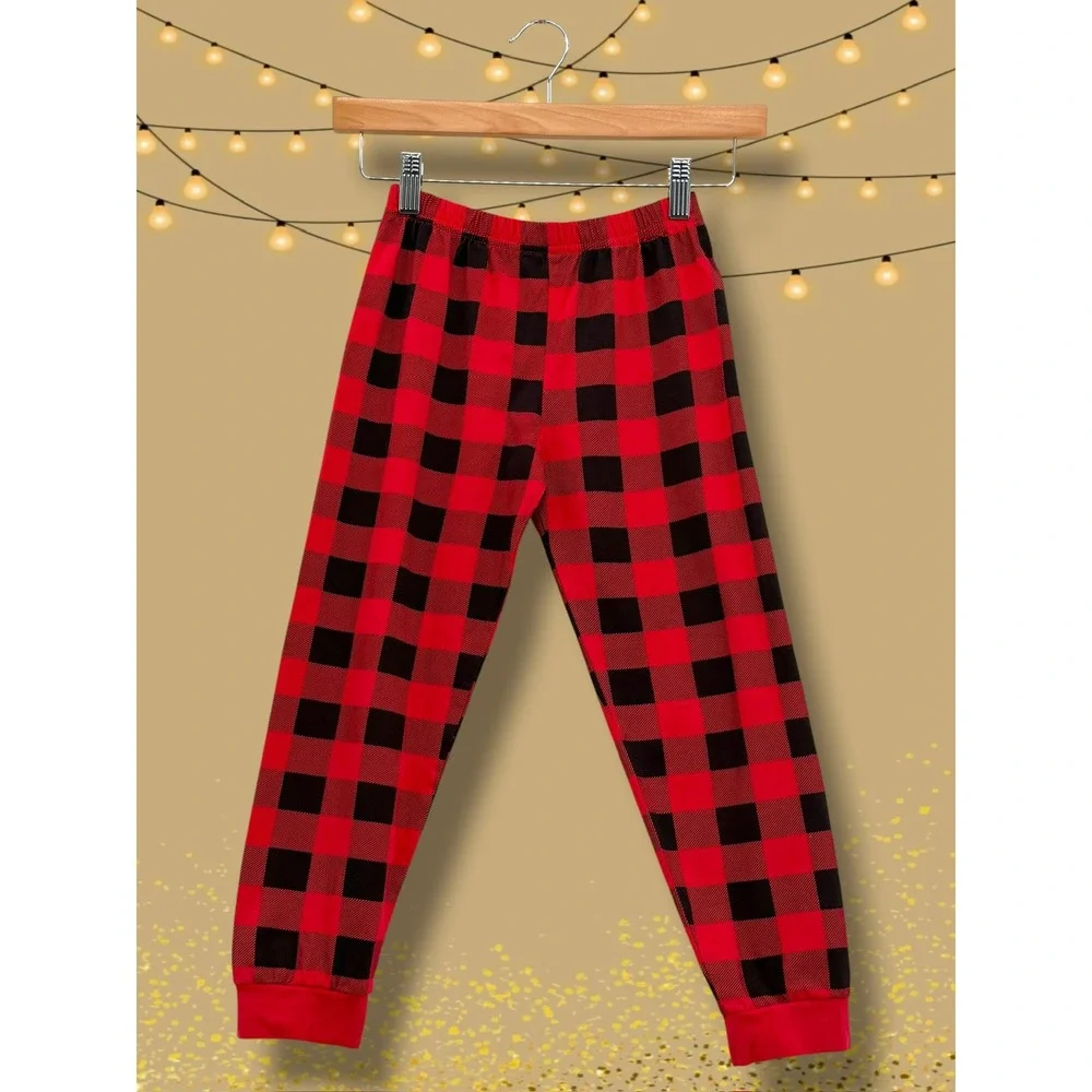 Reindeer Buffalo Plaid Holiday Pajama Set Size 8Y
